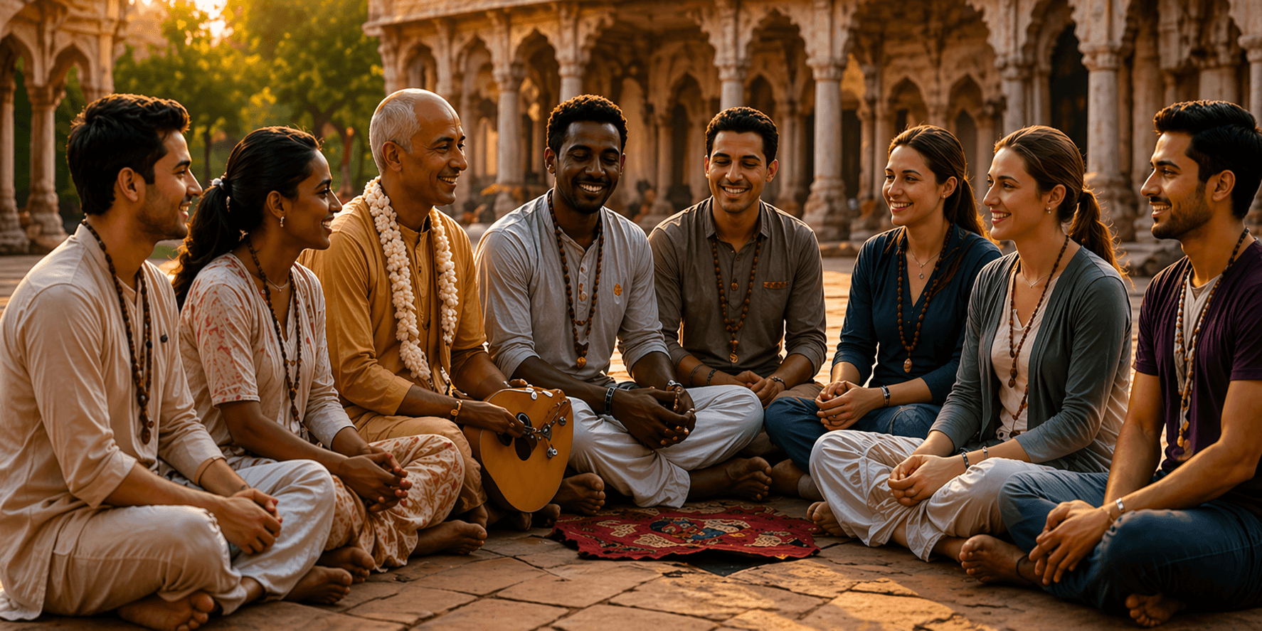 Devotees gathered in spiritual association